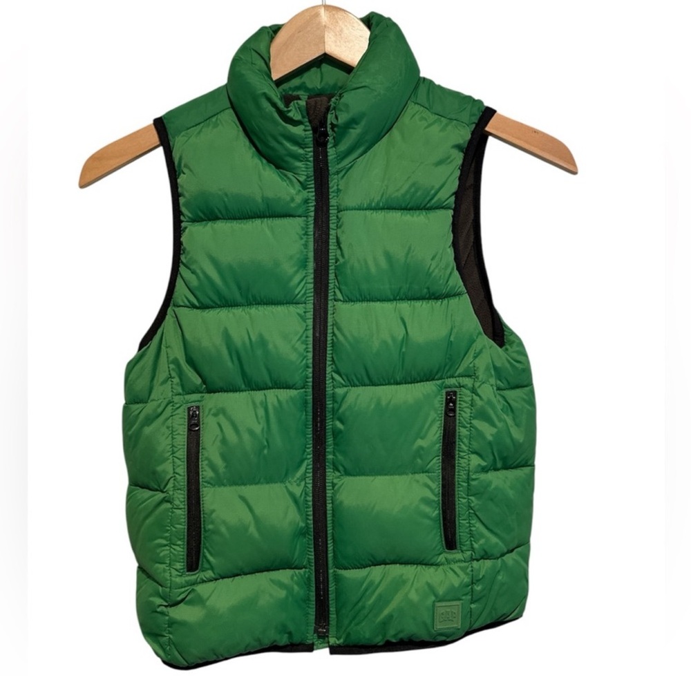 GAPKids Puffer Vest Fleece Lining Full Zip Pockets Green Boys Youth Size Small